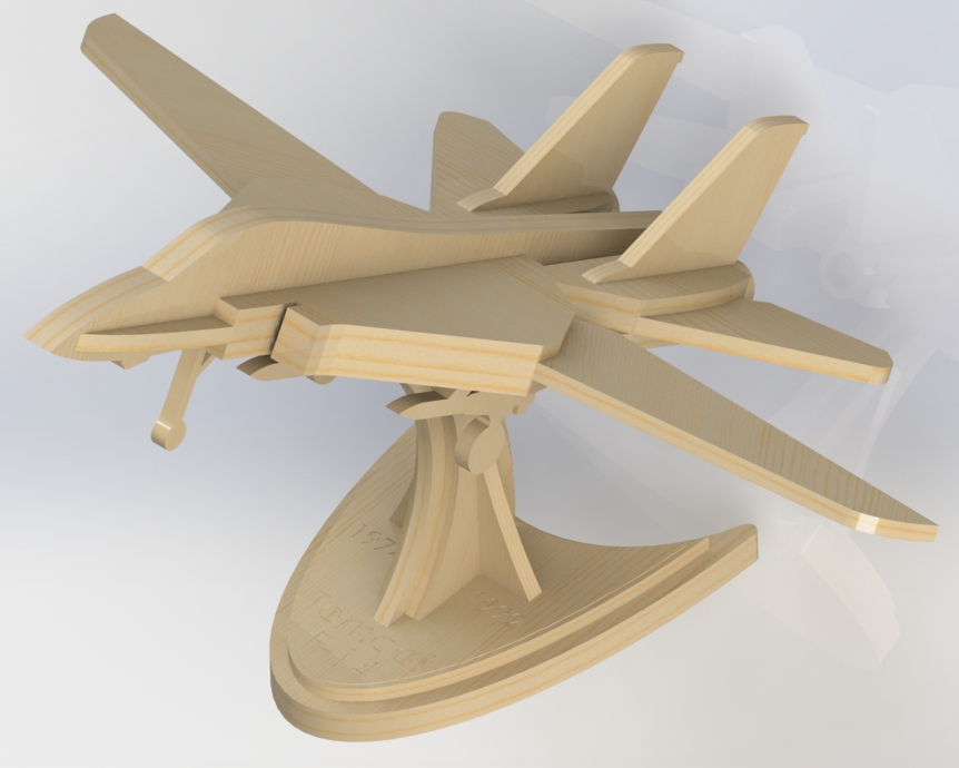 Laser Cut Toy F-14 Tomcat Fighter Vector 3D Aircraft puzzle prepared for cutting (cdr, ai, dxf) - Image 10