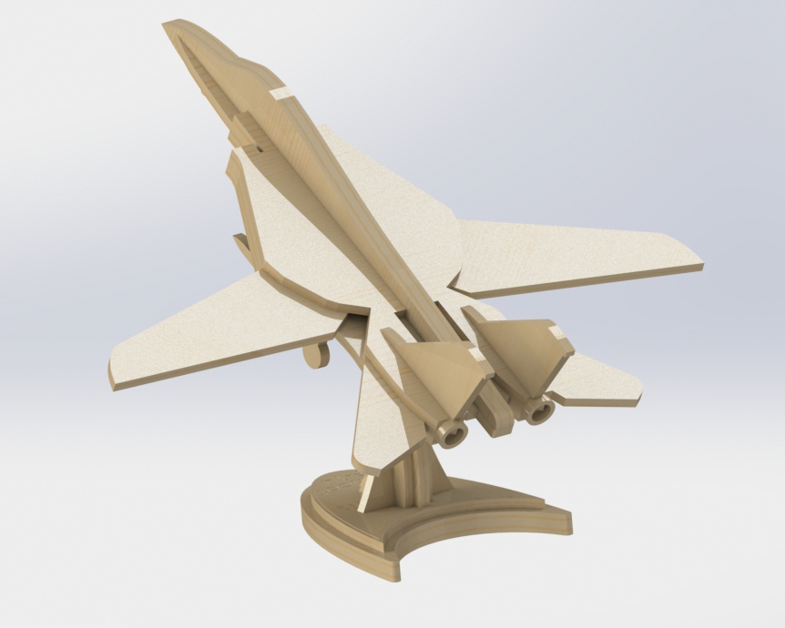 Laser Cut Toy F-14 Tomcat Fighter Vector 3D Aircraft puzzle prepared for cutting (cdr, ai, dxf)
