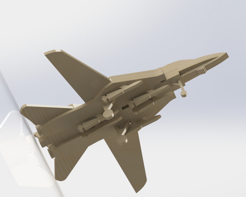 Laser Cut Toy F-14 Tomcat Fighter Vector 3D Aircraft puzzle prepared for cutting (cdr, ai, dxf) - Image 7