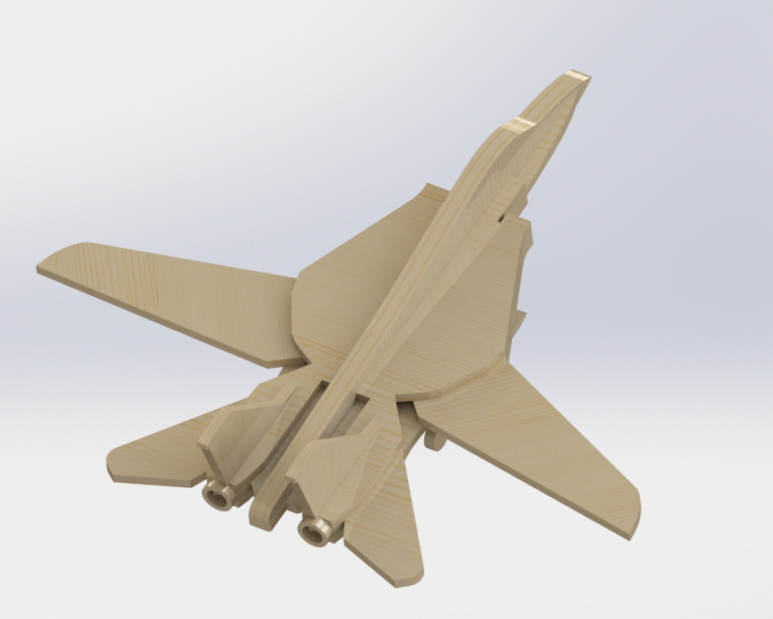 Laser Cut Toy F-14 Tomcat Fighter Vector 3D Aircraft puzzle prepared for cutting (cdr, ai, dxf) - Image 6
