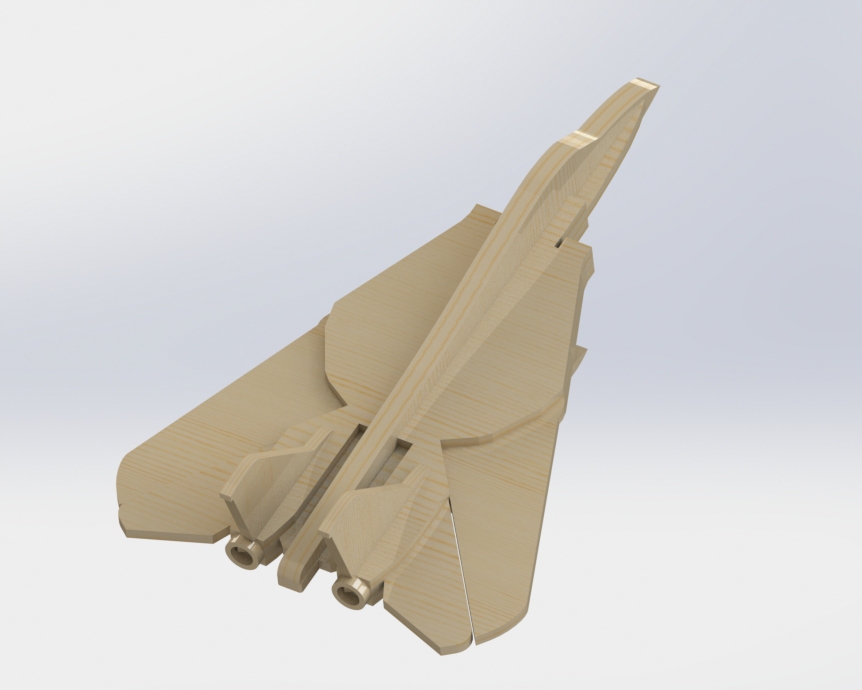 Laser Cut Toy F-14 Tomcat Fighter Vector 3D Aircraft puzzle prepared for cutting (cdr, ai, dxf) - Image 5