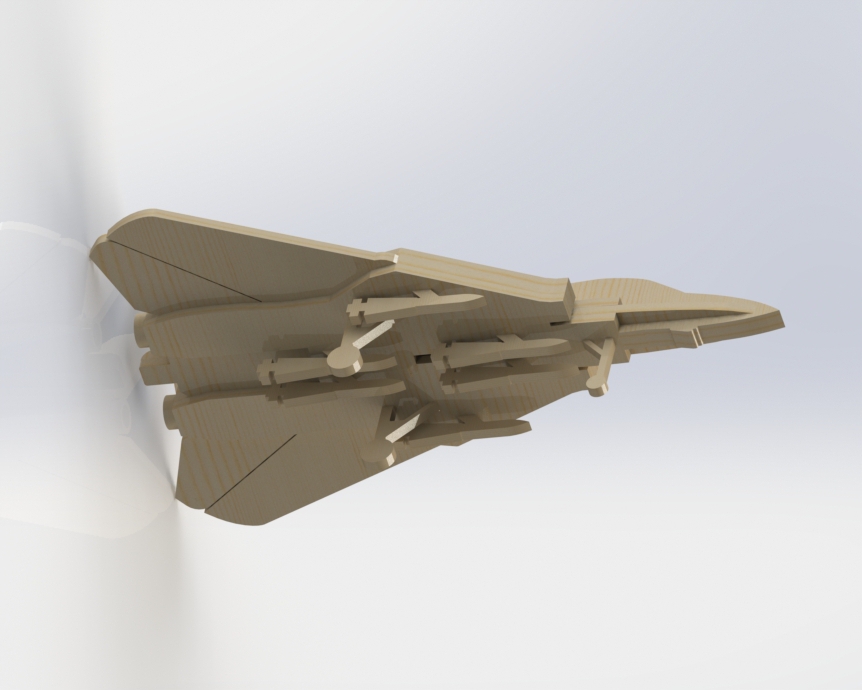 Laser Cut Toy F-14 Tomcat Fighter Vector 3D Aircraft puzzle prepared for cutting (cdr, ai, dxf) - Image 4