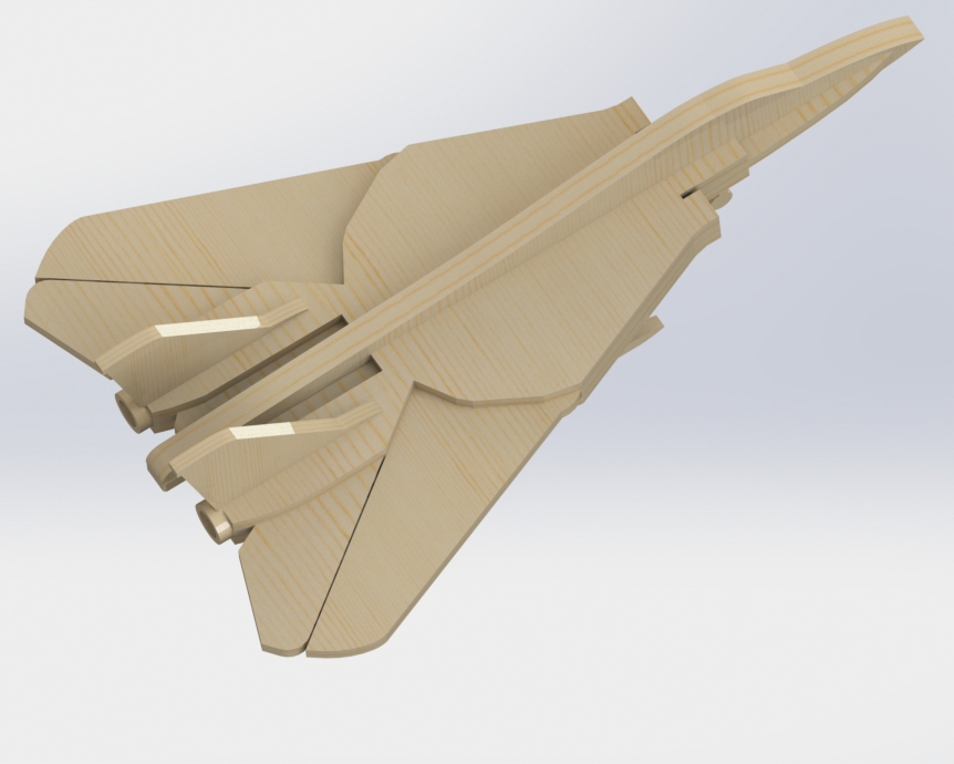 Laser Cut Toy F-14 Tomcat Fighter Vector 3D Aircraft puzzle prepared for cutting (cdr, ai, dxf) - Image 3