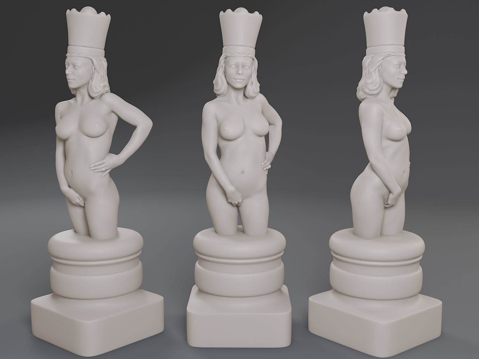 Beautiful Chess Female 3D print model - Image 15